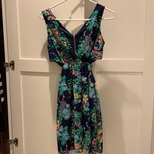 Floral Dress with Side Cut Outs